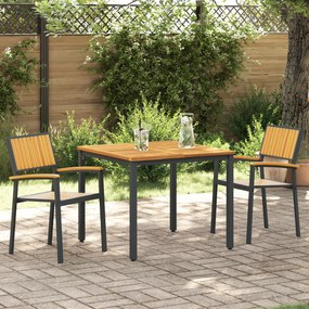 vidaXL Conjunto de Jantar para Jardim de 3 Peças em Madeira Sólida de Acácia e Metal