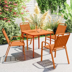Conjunto de 4 cadeiras de jardim empilháveis para exterior (MESA NÃO INCLUIDA), com encosto alto e braços, estrutura em aço, 56 x 66 x 91 cm, cor lara