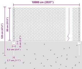 Postes de Cerca vidaXL 11 pcs U-Channel Verde 80 cm Aço