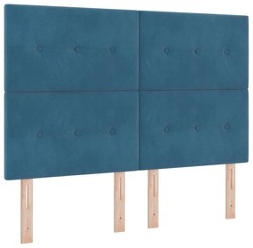 Cabeceira vidaXL com Botões Estofados Azul Escuro 140 cm Veludo