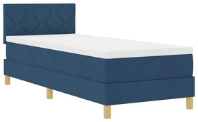 Cama Box Spring com Colchão &amp; LED Azul 80x200 cm Tecido