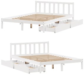 Cama sem colchão 140x190 cm madeira de pinho maciça branco