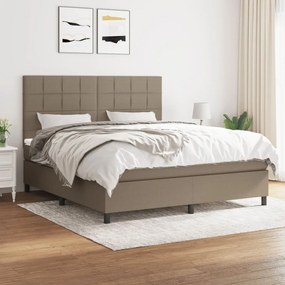 vidaXL Cama com molas/colchão 180x200 cm tecido castanho-acinzentado