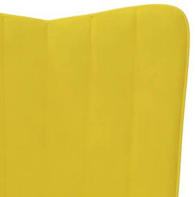 Cadeira de baloiço veludo amarelo mostarda