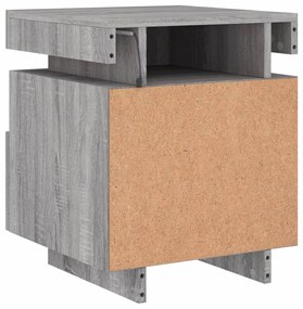 Mesa de cabeceira com luzes LED 40x39x48,5 cm cinzento-sonoma