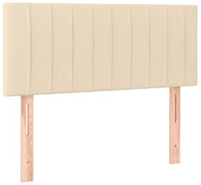 Cama box spring c/ colchão e LED 90x200 cm tecido cor creme