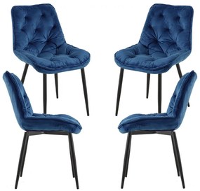 Pack 4 Cadeiras Miska Veludo - Azul
