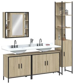vidaXL 4 pcs conj. móveis casa banho derivados madeira carvalho sonoma