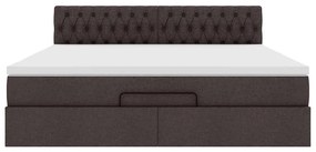 Estrutura de cama otomana com colchão 180x200cm castanho escuro
