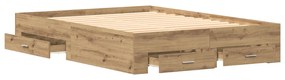 Estrutura de Cama com Gavetas Carvalho Artesanal Madeira Derivada