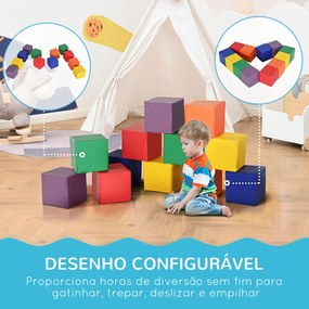 Conjunto de 12 Blocos Psicomotricidade para Crianças Blocos de Construção Brinquedo para Aprendizagem Multicor