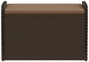 Banco de arrumação com almofadão 80x51x52 cm vime PE castanho