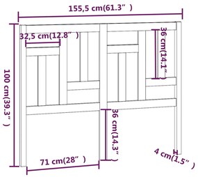 Cabeceira de cama 155,5x4x100 cm pinho maciço cinzento