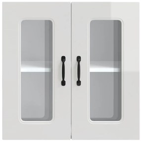 Armário parede de cozinha porta vidro Kalmar branco alto brilho