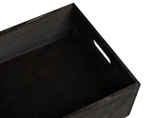 Caixa madeira com pegas preta 40x30x13 cm pinho madeira maciça