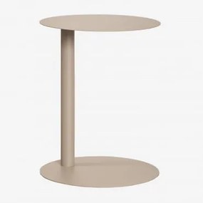 Mesa Auxiliar Redonda Ø40 Cm Em Aço Yannik Moka Brown - Sklum