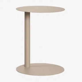 Mesa Lateral Redonda Yannik Ø40 Cm Em Aço Castanho Moka - Sklum