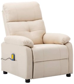 289681 vidaXL Poltrona de massagens reclinável tecido creme