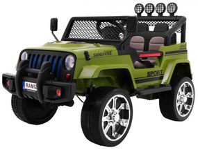 Jipe elétrico para Crianças NEW Raptor DRIFTER 4 x 4, 12V Rodas Espuma EVA, Assento couro Verde