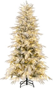 Árvore de Natal com neve 180 cm com luzes incorporadas 250 luzes LED brancas quentes 594 pontas de PVC e PE Verde e Branca