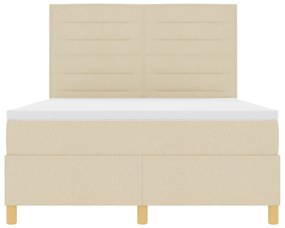 Cama Box Spring com Colchão Creme 140x200 cm Tecido
