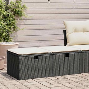 2 pcs conjunto sofás jardim c/ almofadões vime PE/acácia preto