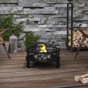 360063 vidaXL Braseira com atiçador 50 cm XXL aço