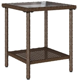 Sofá de jardim forma de L c/ mesa e almofadões vime PE castanho