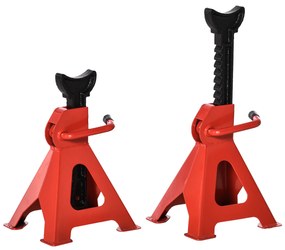 DURHAND Jogo de 2 Macacos Estabilizadores de Aço Capacidade 3 Toneladas/Par com Altura Ajustável para Apoiar Carros Veículos 21x19x29-43cm Vermelho Preto
