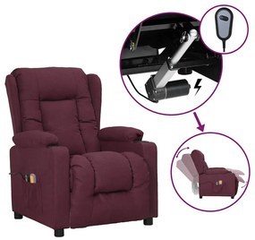 vidaXL Poltrona de massagens elétrica tecido roxo