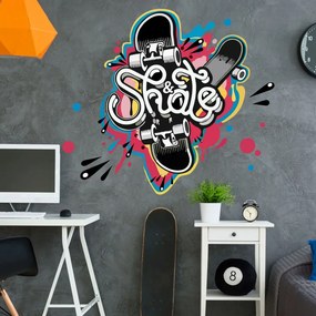 Autocolante de parede para adolescentes – Skateboard