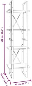 Estante 4 prat. 40x30x140 cm derivados madeira cinzento sonoma