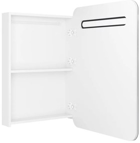 Armário espelhado casa de banho LED 60x11x80cm branco brilhante