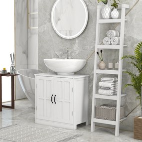 Móvel para Lavatório Pousar (NÃO INCLUIDO) Armário para Casa de Banho com 2 Portas e Prateleira Interior Ajustável 60x30x60 cm Branco