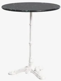 Mesa De Bar Redonda Ø60cm Em Pedra Natural Azteca Mármore Verde Big Flower - Branco Glacial - Sklum