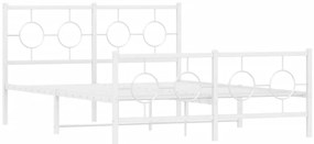 Estrutura de cama com cabeceira e pés 140x190 cm metal branco