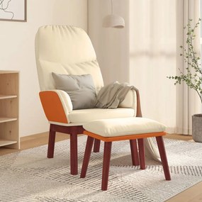 vidaXL Cadeira de descanso com banco tecido cor creme