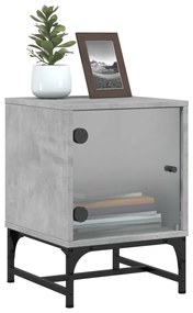 Mesa cabeceira c/ porta vidro 2 pcs 35x37x50cm cinzento cimento