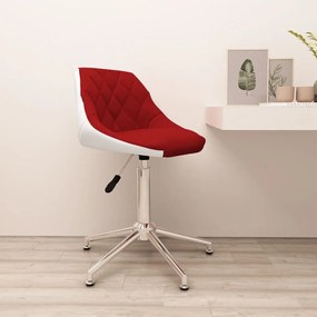 vidaXL Cadeira escritório giratória couro art. vermelho tinto e branco