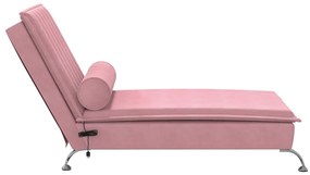 Chaise lounge de massagem com rolo veludo rosa