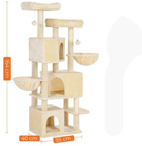 Arranhador gatos 164 cm com 3 grutas Bege