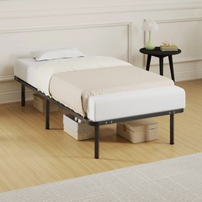 Estrutura de cama 90 x 190 cm (COLCHÃO NÃO INCLUIDO), cama individual com base de ripas em madeira maciça e pés, com espaço de arrumação por baixo, pr