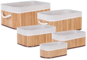 Conjunto de 5 cestos em madeira clara de bambu TALPE Beliani