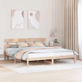 vidaXL Estrado de Cama com Cabeceira 180x200 cm Madeira Maciça de Pinho