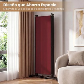 Biombo Separador de Ambientes Dobrável de 6 Painéis, 331,5 x 35,5 x 173 cm, Rodas com Travão, Castanho