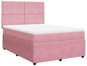 Cama com molas/colchão 140x200 cm veludo rosa