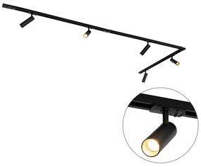 Sistema ferroviário moderno com 5 focos pretos monofásicos 3,5cm - Iconic Jeana Luxe Moderno