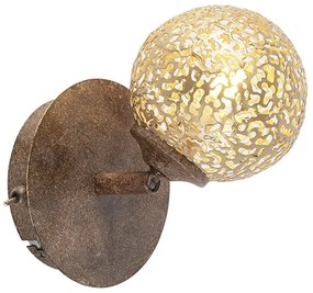 Candeeiro de parede castanho enferrujado ajustável com interruptor - Kreta Art Deco