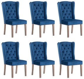 vidaXL Cadeiras de jantar 6 pcs veludo azul