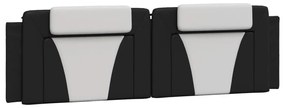 Estrutura cama c/ luzes LED 180x200cm couro artif. preto/branco